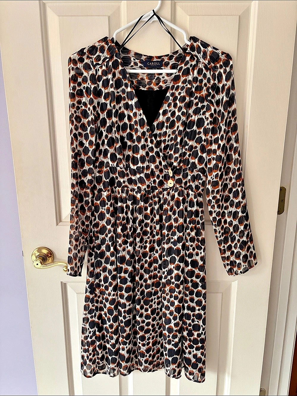 Caroll Animal Print Midi Dress Size 36 Like New